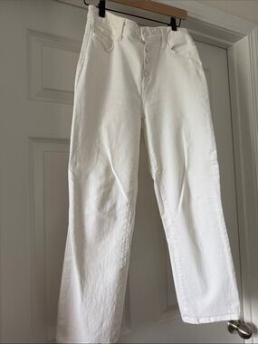 PAIGE Cindy Crop White Straight-Leg High-Rise Jeans